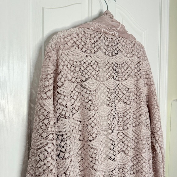 Women’s Cardigan Lace Pink Embroidered Boho Size XXL - Picture 5 of 12